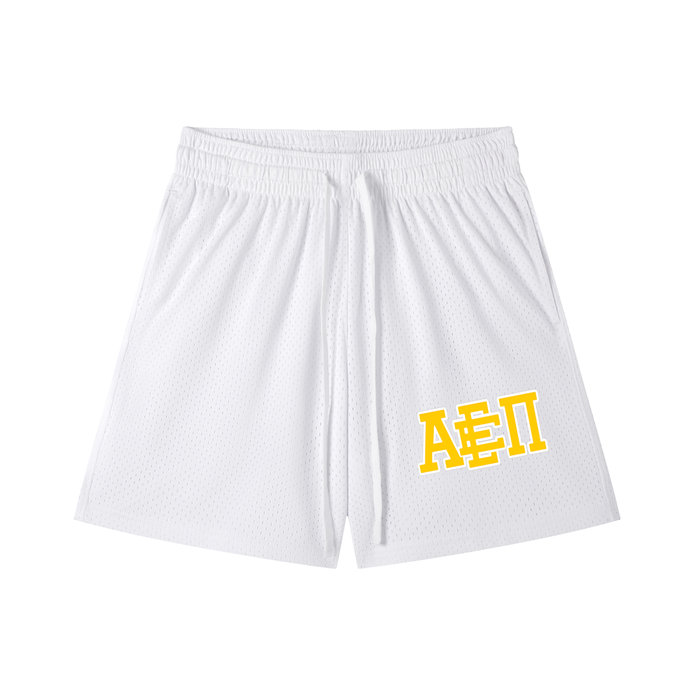 YELLOW LOGO MESH SHORTS