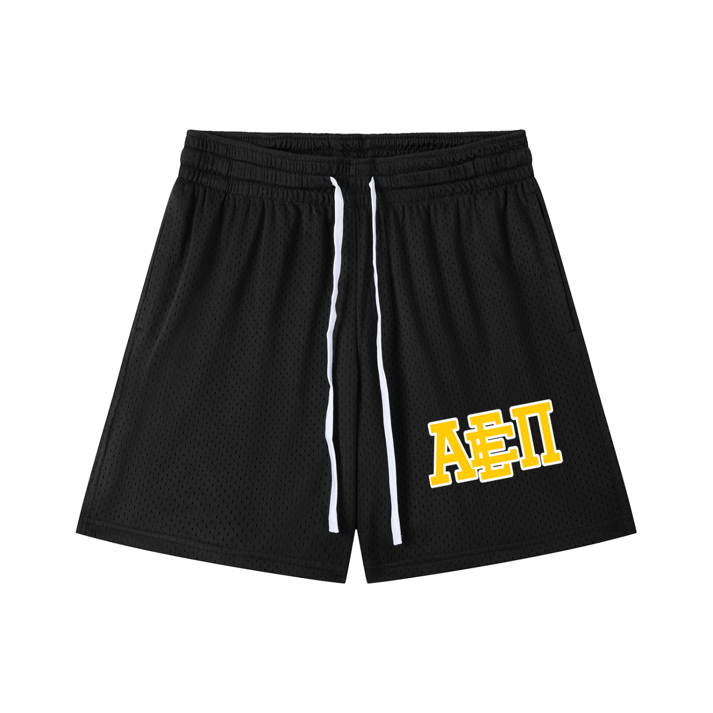 YELLOW LOGO MESH SHORTS